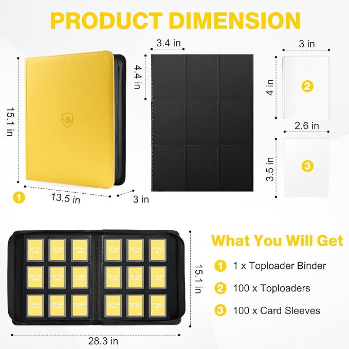Toploader Binder, Holds 360 Toploaders, 100 Toploaders INCLUDED, 9-Pocket PU - Image 2