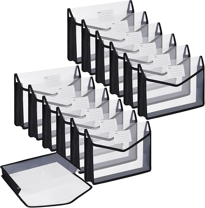 CUTHOLLOW 12 Pack Expanding File Folder, Large Capacity Black Plastic Document by CUTHOLLOW