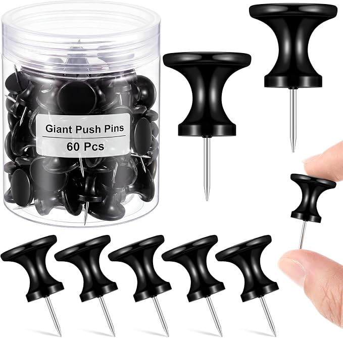 Outus 60 Pcs Giant Push Pins Jumbo Tacks 1/1.8inch Plastic Head by Outus