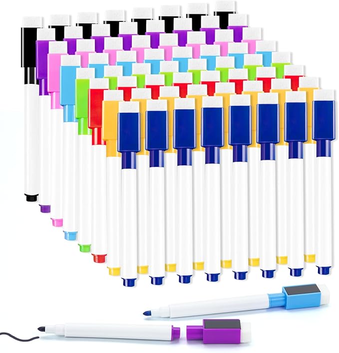50 Pcs Colorful Magnetic Dry Erase Markers by JEFURE