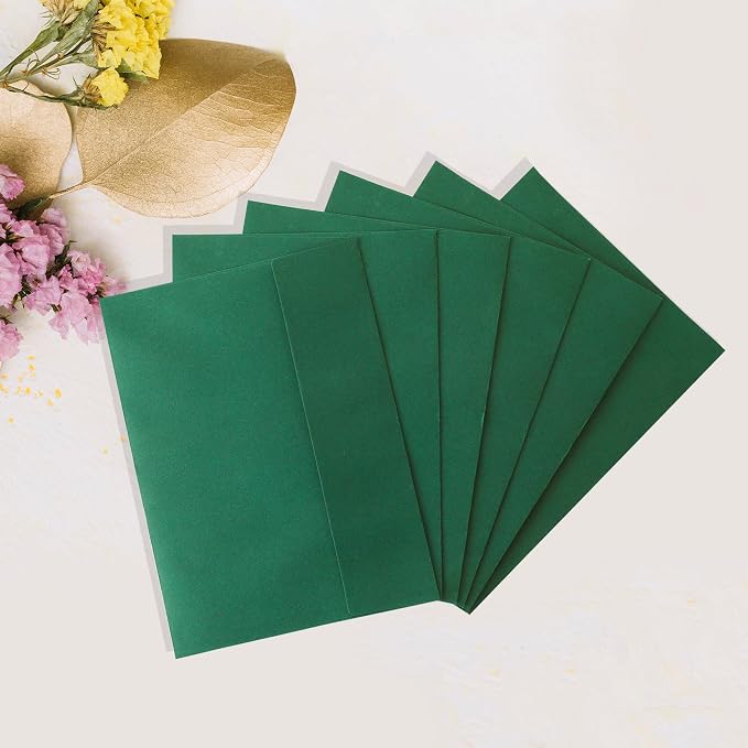 Green Envelopes, 50 Pack, 5 x 7 Inch, Dark Green, 120gsm Paper - Image 4
