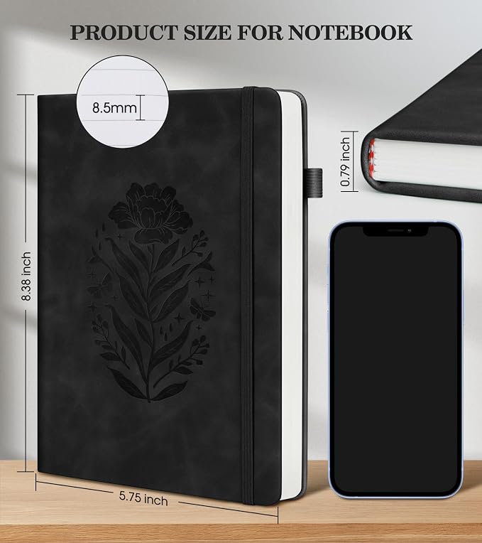 Lined Journal Notebook for Women, A5 Pink Hardcover Leather Journals for Writing - Image 3