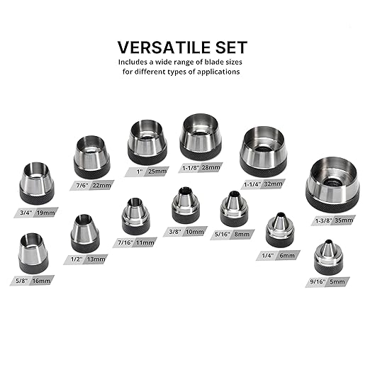 NEIKO 02604A Hole Punch Set | SAE & Metric, 3/16” – 1-3/8” & 5 – 35mm | 14 - Image 3