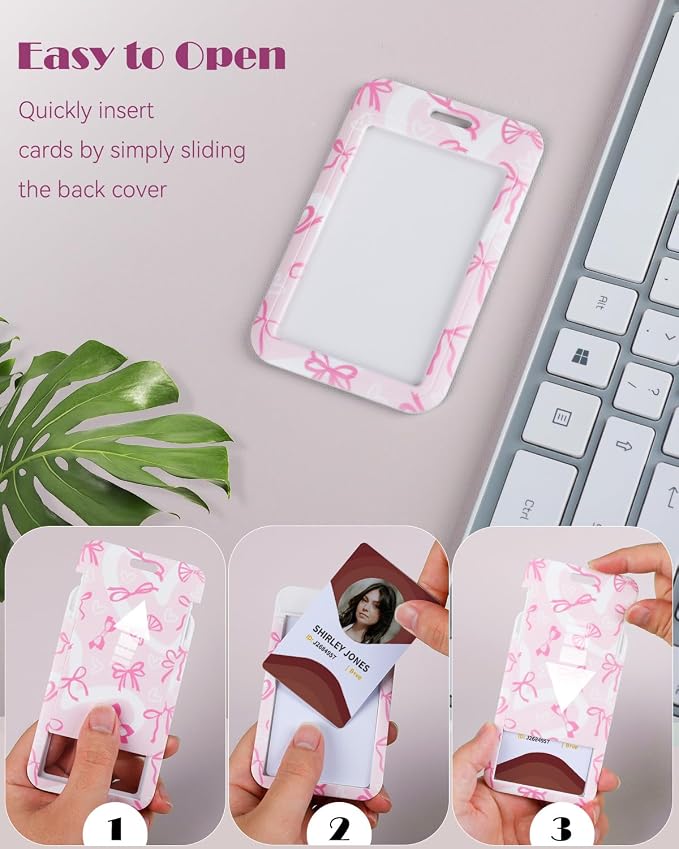 Uniclife Fashionable Sliding Badge Holder Bowknot Pattern - Image 2
