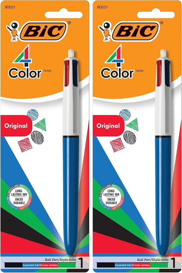 BIC 4-Color Original Retractable Ball Pens, Medium Point, 1-Count Pack by BIC