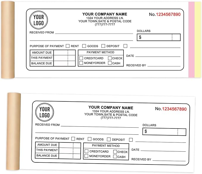 Custom Invoice Book with Logo 50 Set Personalized Receipt Books Customized by Unknown