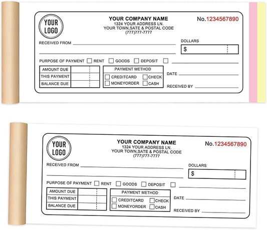 Custom Invoice Book with Logo 50 Set Personalized Receipt Books Customized by Unknown