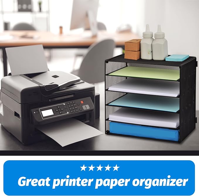 EASEPRES 5 Slot Mesh Desk Organizer Tray, File Paper Letter Folder Holder - Image 5
