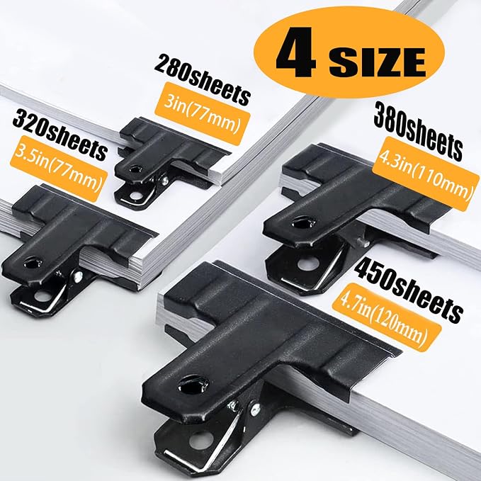 Locci Black Large Bull Clips, 10 Pack Extra Large Binder Clips 4.7 Inch - Image 3