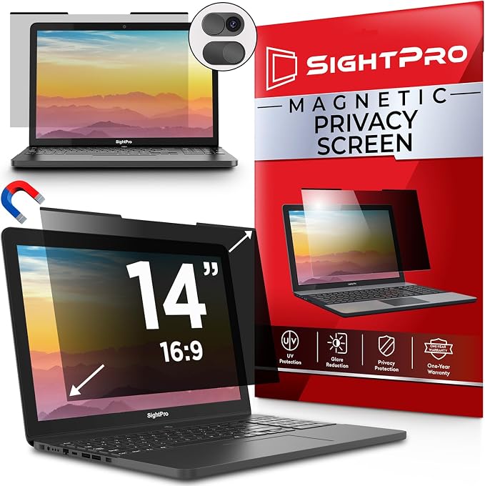SightPro Magnetic Laptop Privacy Screen 14 Inch 16:9 by SightPro