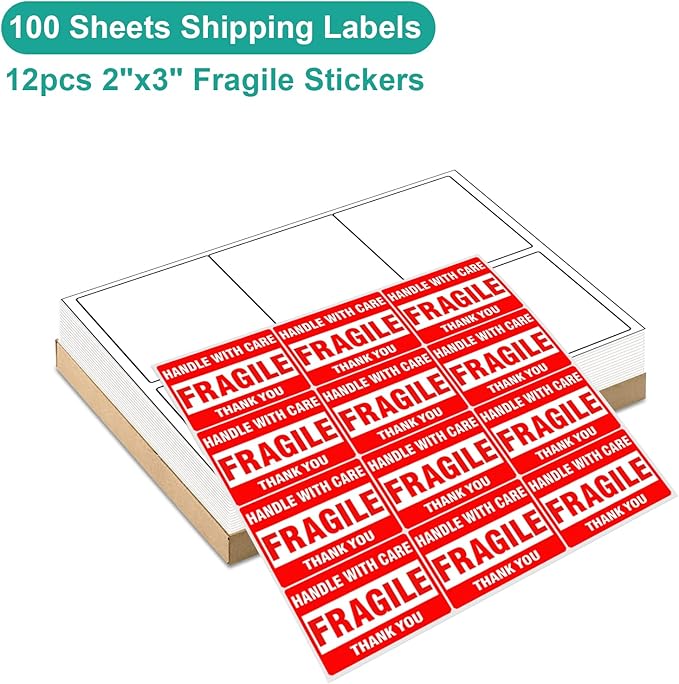 MFLABEL 3-1/3" x 4" FBA Shipping Labels - 6-UP on 8.5x11 Sheet, 100 Sheets (600 Labels) | Easy Peel & Pop-Out Design for Laser & Inkjet Printers | Address Labels for Amazon FBA, UPS, FedEx-DeskLoop Office
