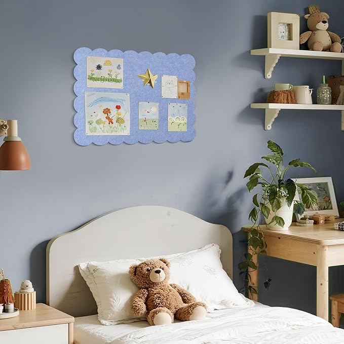 Lightomorrow Scalloped Bulletin Board, 24 x 18 Inches Felt Pin Board - Image 5