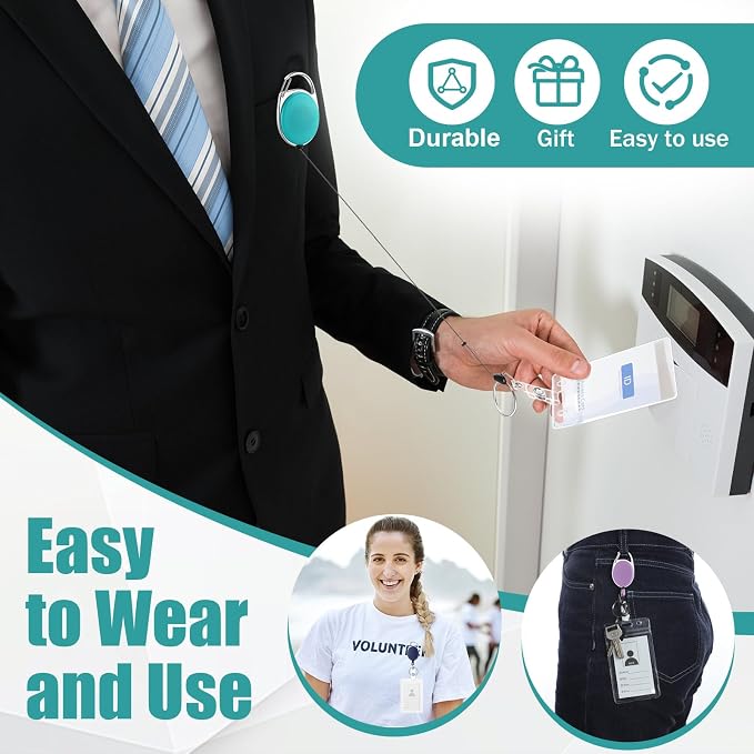 Honoson 30 Pcs Heavy Duty Retractable Badge Reels Batch ID Badge Holder - Image 7