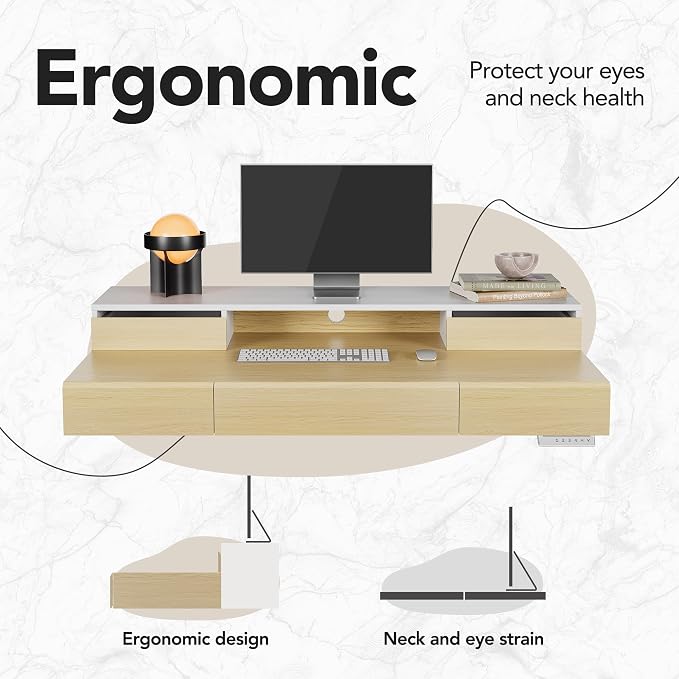 HUANUO Standing Desk with Drawers, 48 Inches Electric Height Adjustable Desk - Image 6