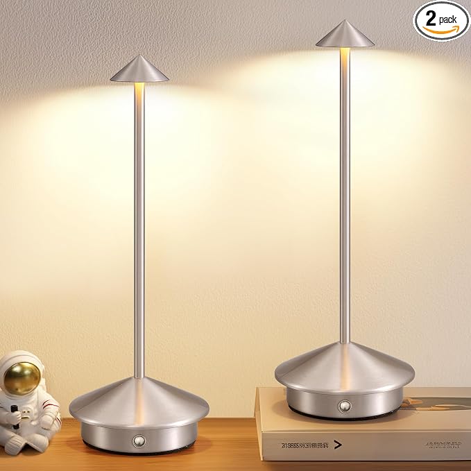 Modern Cordless Table Lamp Set of 2, Portable LED Desk Lamps, 5000mAh by NEWSEE