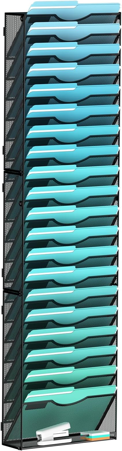 Gawerk 21-Tier Wall File Organizer Hanging Wall File Holder Wall Mount Paper by Gawerk