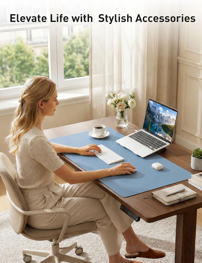 Aothia Faux Leather Desk Mat for Keyboard & Mouse | Creates One Clean Surface - Image 9