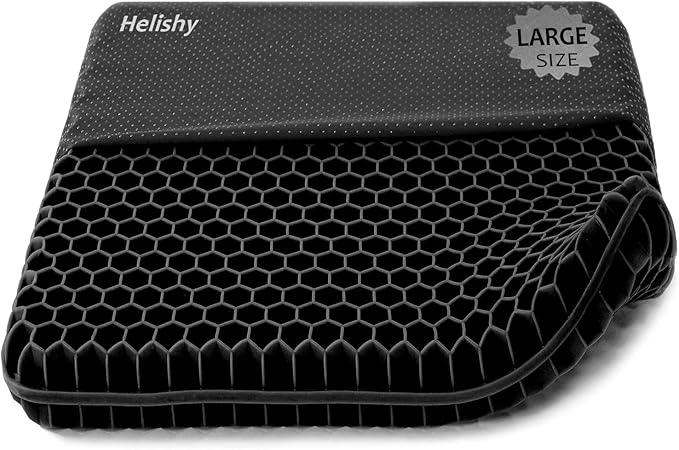 Extra Large Gel Seat Cushion, 17x17inch Double Thick Egg Gel Cushion for Pressure Pain Relief, Breathable Wheelchair Cushion Chair Pads for Car Seat Office Chair (Black)-DeskLoop Office