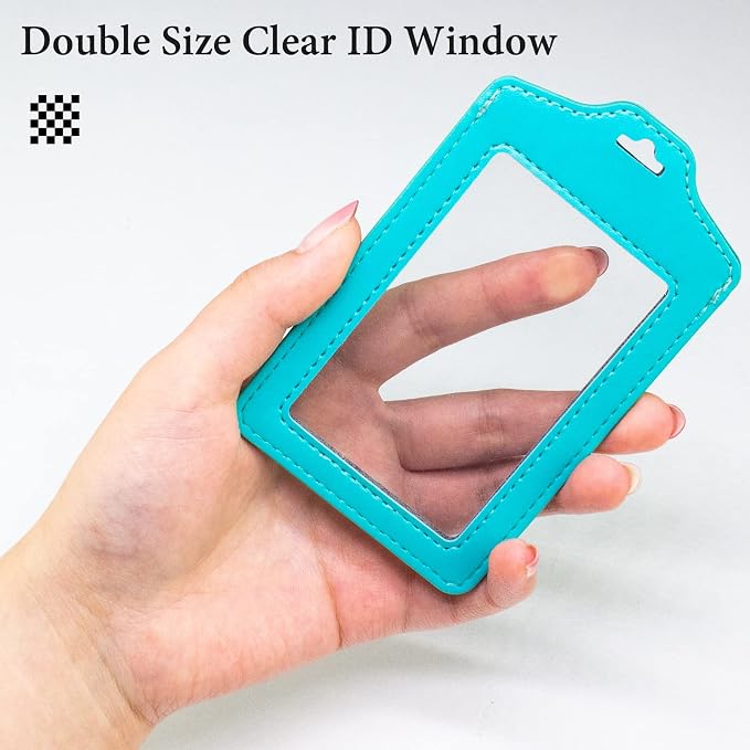 Teskyer 2 Pack Double Sided Clear Badge Holder - Image 2