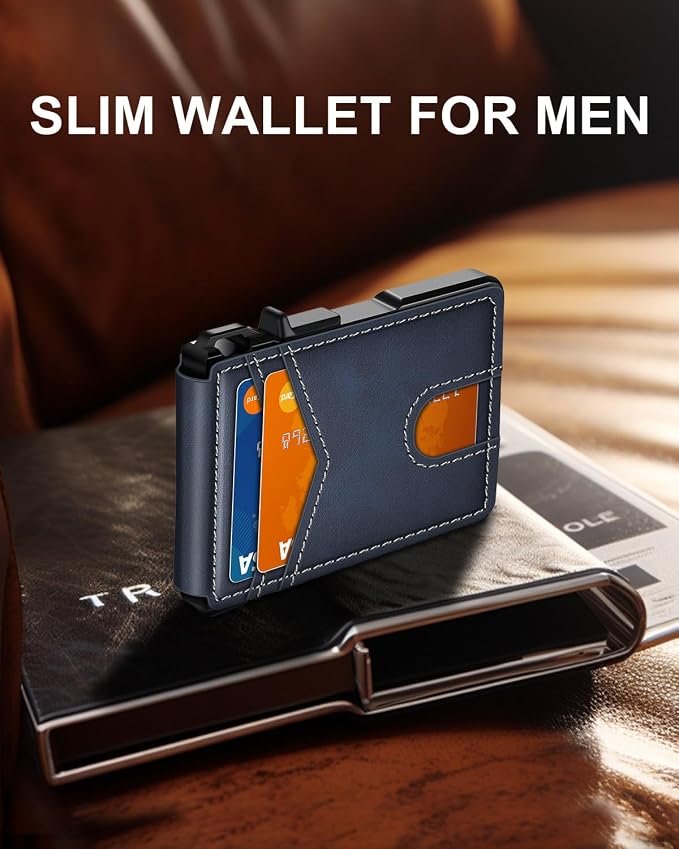 ZALVEX Wallet for Men, Mens Minimalist Wallet 9-13 Cards, Slim Compact Wallet - Image 2