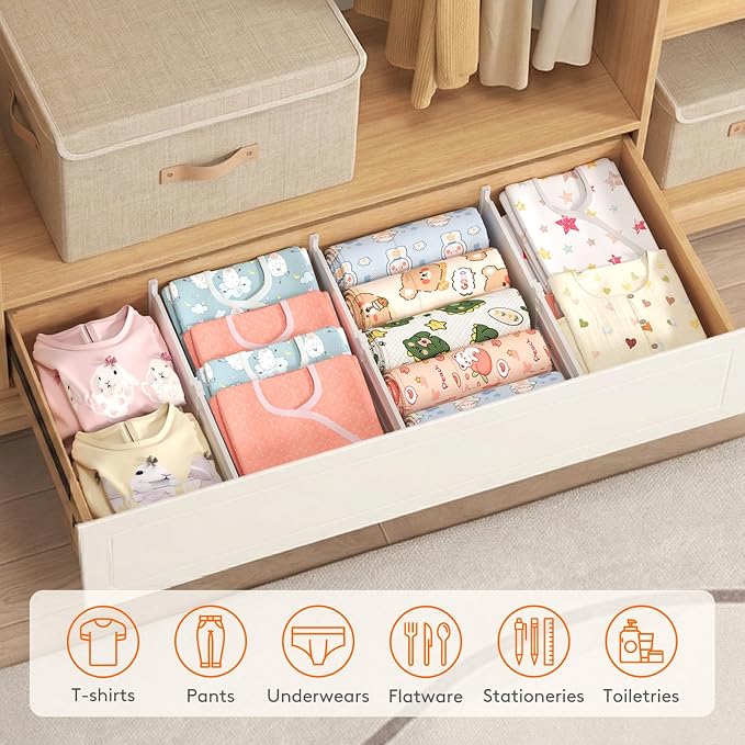 Lifewit 6" Tall 9 Pack Drawer Dividers, 11.5"-18.5" Adjustable Deep Drawer - Image 9