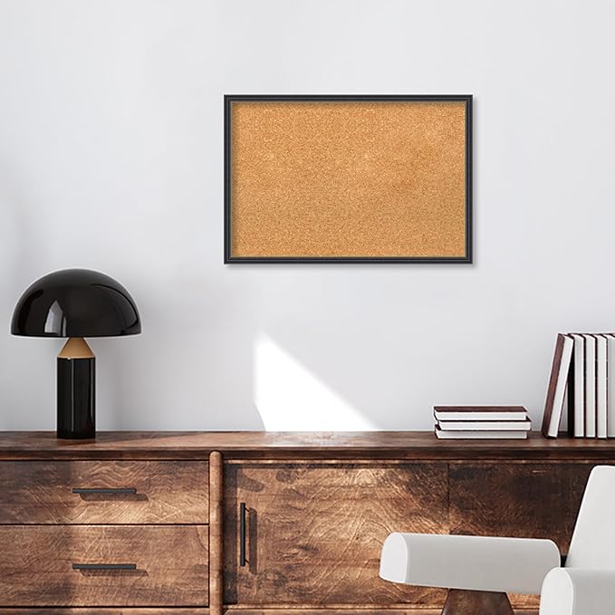 Amanti Art Natural Cork Board for Wall, 17x25 Vision Board with Black Wood Frame, Medium Corkboard Office Decor for Home Organization, Traditional Corkboard Pinboard to display items for home-DeskLoop Office