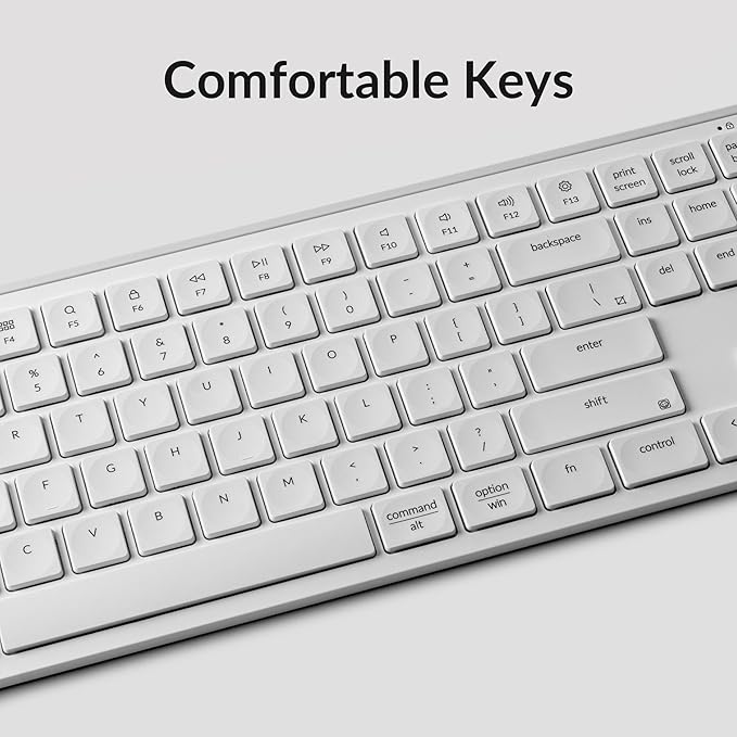 Keychron B6 Pro Ultra-Thin Wireless Keyboard, Full-Size ZMK with Numeric Keypad Quiet Typing, 2.4 GHz/Bluetooth 5.2/Wired Connection Long Battery Life, Compatible with Mac Windows Linux - Ivory White-DeskLoop Office