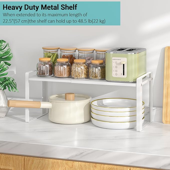 2 Pack Expandable Cabinet Organizer Shelves, 88lbs High Weight Capacity - Image 8