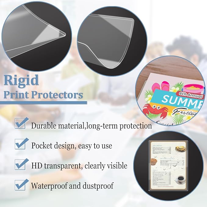 ELEMGULY Rigid Print Protectors, 4 Pack 8.5 x 11'' Plastic Clear Page Sheet - Image 4