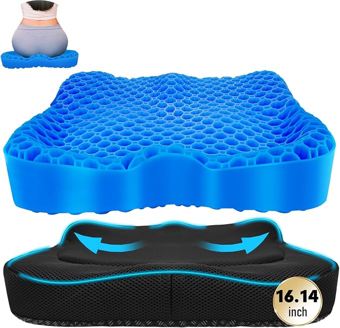 Cooling Gel Seat Cushion, Thickened Big Breathable Honeycomb Design Absorbs by NEW-Vi
