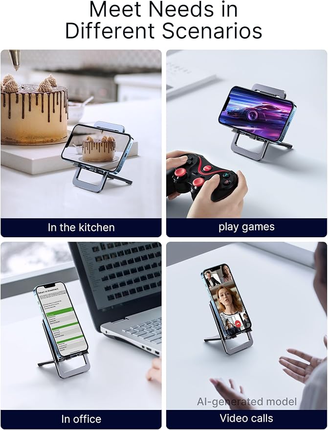 JSAUX Cell Phone Stand, Foldable Aluminum Adjustable Phone Holder - Image 4