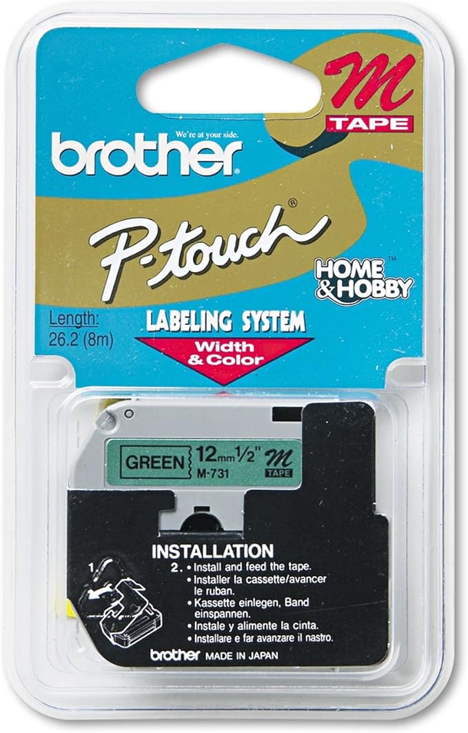 Brother Tape Cartridge 0.5IN Wide, Non-laminated Black On Green by Unknown