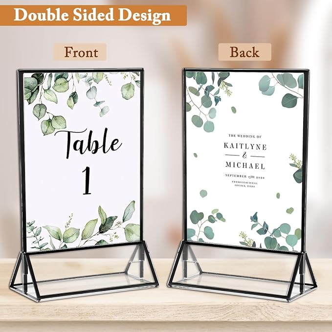 Floroom 24 Pack 5x7 Inch Clear Acrylic Sign Holders, Double-Sided Black Display - Image 4