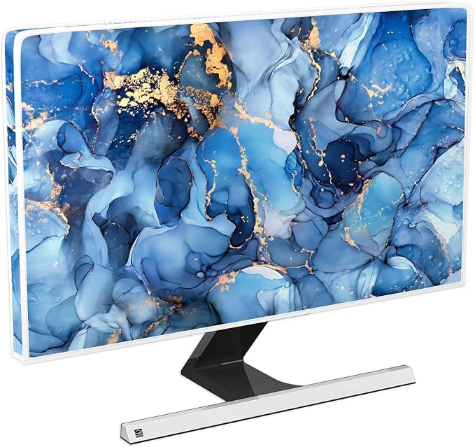 Baocicco Navy Blue Gold Marble Waterproof TV Dust Cover 37, 39 Inch Creative by Baocicco