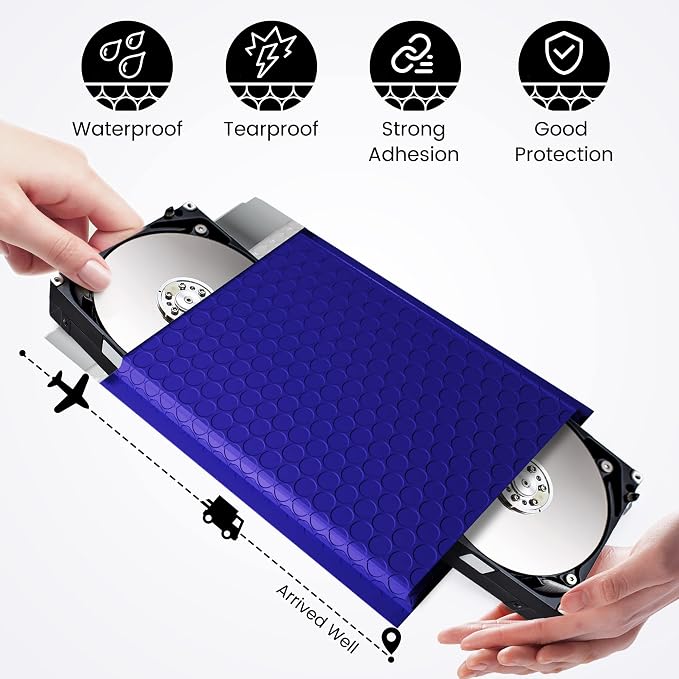 Fuxury 300 Pack Royal Blue Bubble Mailers 6x10" Bubble Shipping Envelopes | - Image 7