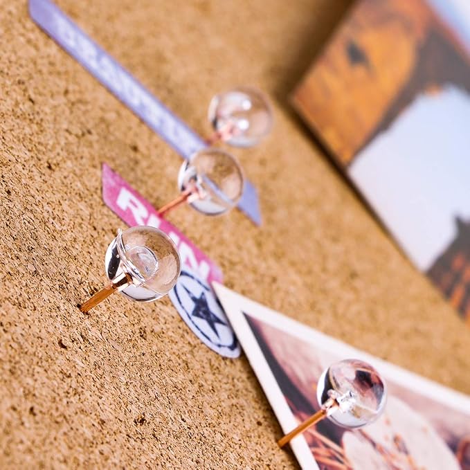 Push Pins 1/3 Inch Rose Gold Map Tacks 100-Count Large Size Pins Steel Point - Image 4