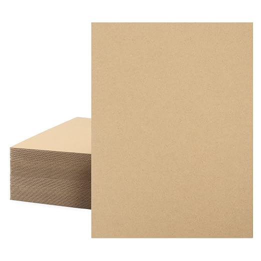 Mat Board Center, 50 Corrugated Cardboard Sheets 9x12 Inches Flat Card Board by MatBoardCenter