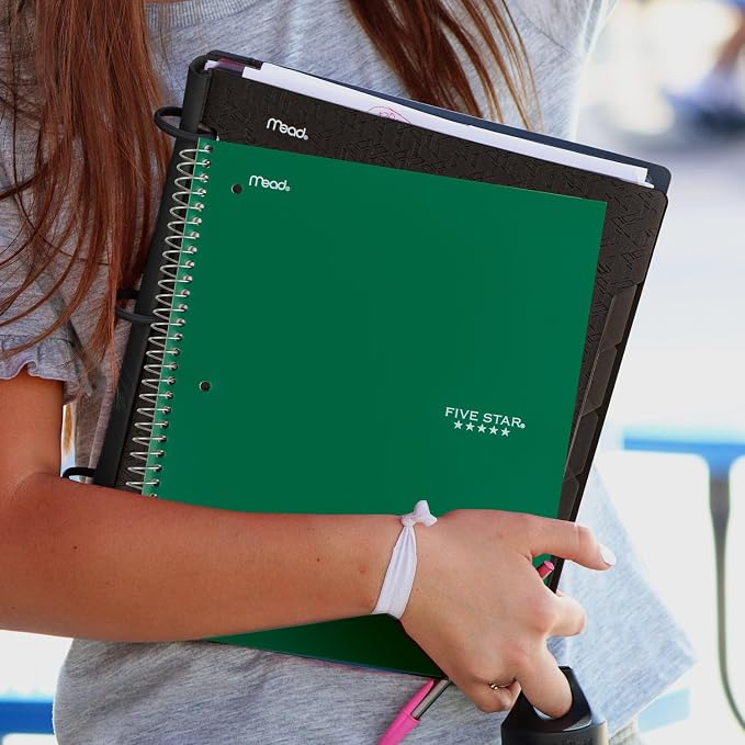Five Star Spiral Notebook 3 Subject Wide Ruled | Forest Green | 150 Sheets | - Image 6