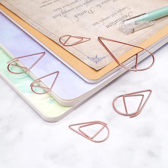 DEEDYGO 250 PCS Rose Gold Teardrop Paper Clips, 1 Inch | Cute Drop-shaped - Image 5