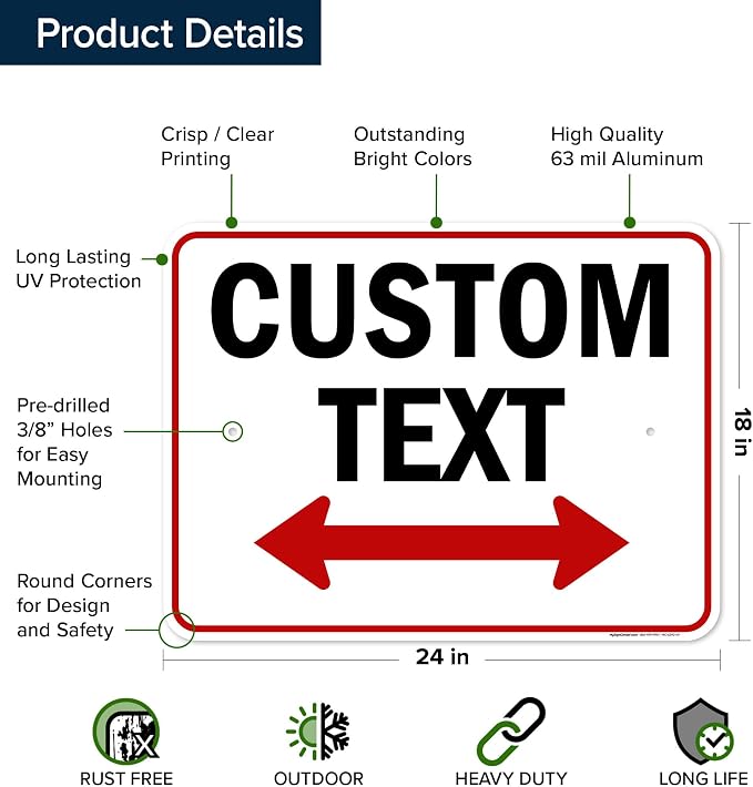 Custom Arrow, Custom Directional Sign, Two Way Arrow, 18x24 Inches, Rust Free - Image 6