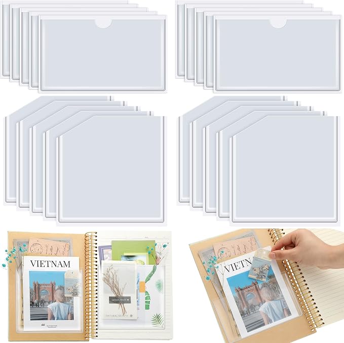Junkin 20 Pcs Adhesive Pockets for Planners Index Card Pockets Planner by Junkin