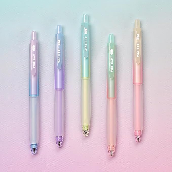 WRITECH Retractable Gel Ink Pens: 0.7mm Fine Point Black-Ink Aesthetic Gradient by WRITECH