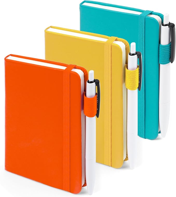 feela Pocket Notebook Journals, Mini Cute Small Hardcover College Ruled Notepad by feela