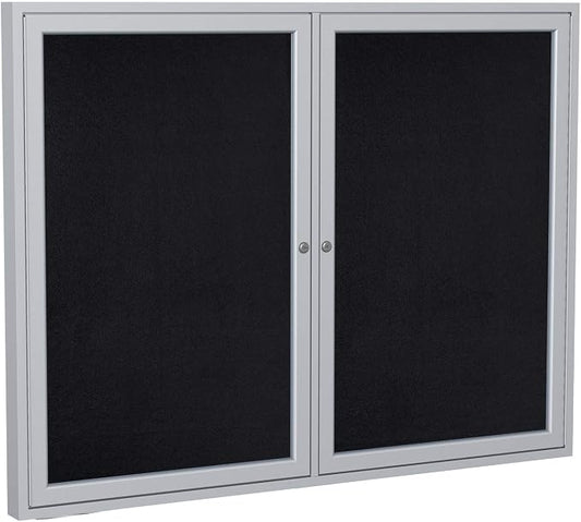Ghent 36"x60" 2-Door indoor Enclosed Recycled Rubber Bulletin Board, Shatter by Ghent