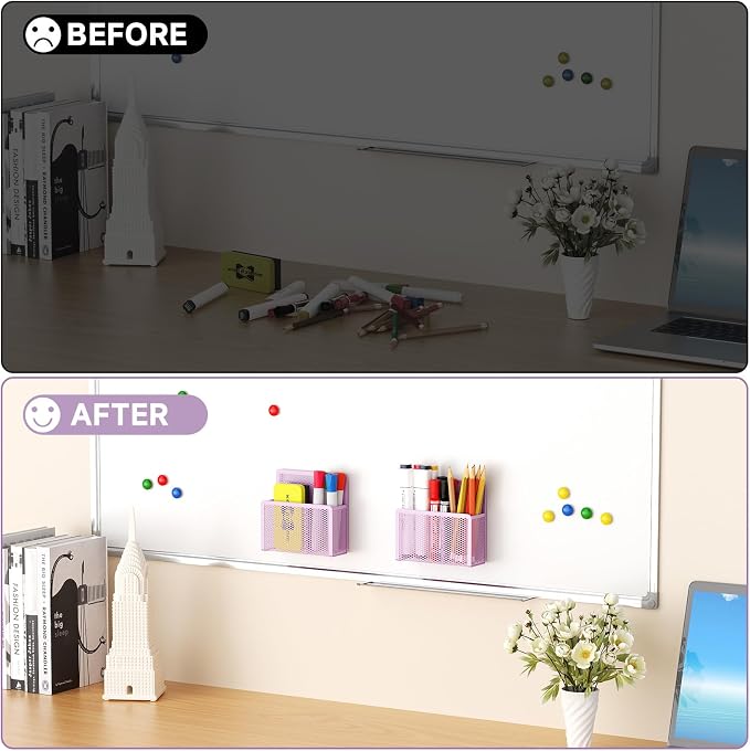 Marbrasse Magnetic Dry Erase Marker Holder, Mesh Pen Holder - Image 7