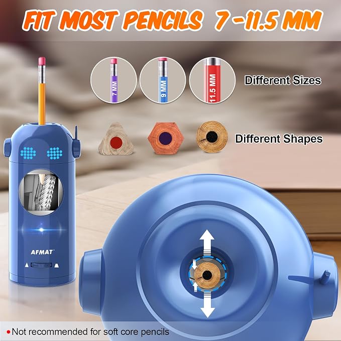 AFMAT Electric Pencil Sharpener, Fully Automatic Colored Pencil Sharpener - Image 3