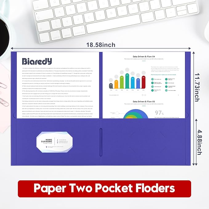 2 Pocket Folders, 100 Pack Bulk Durable Paper Letter Size File Folders - Image 3