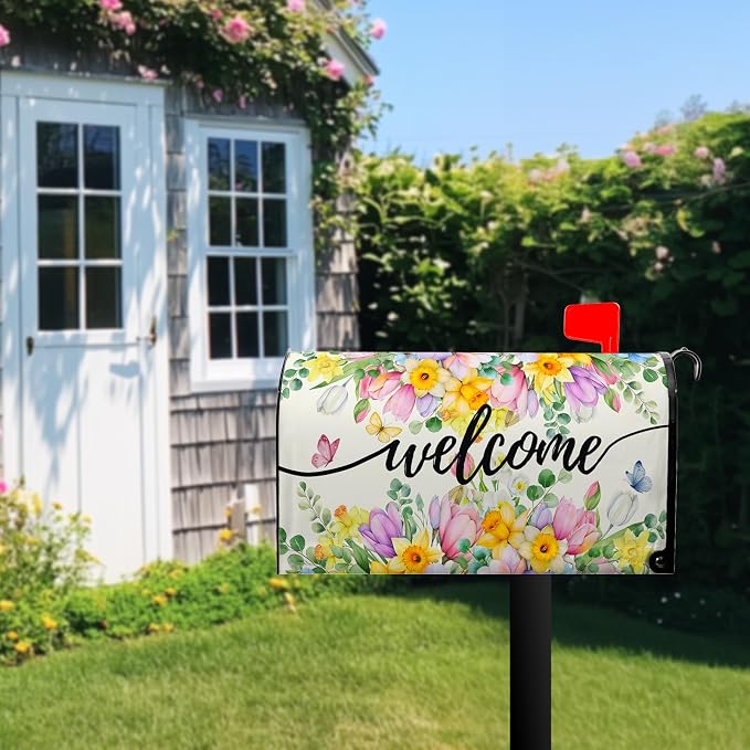 Spring Summer Welcome Mailbox Cover Magnetic Standard Size Spring Floral - Image 7