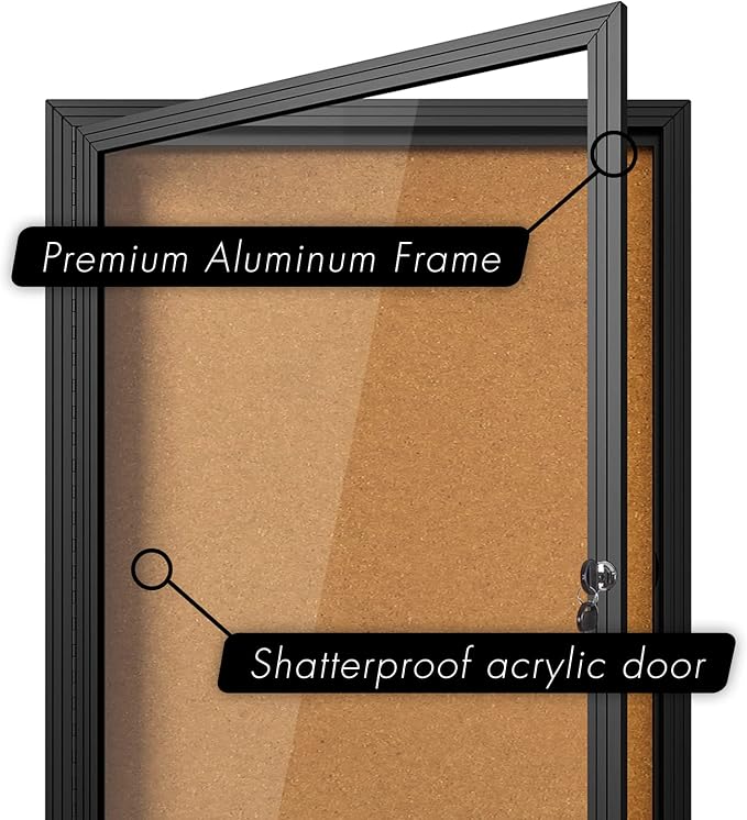 INNOVART Enclosed Bulletin Board 36”x24”, Lockable Cork Noticeboard - Image 3