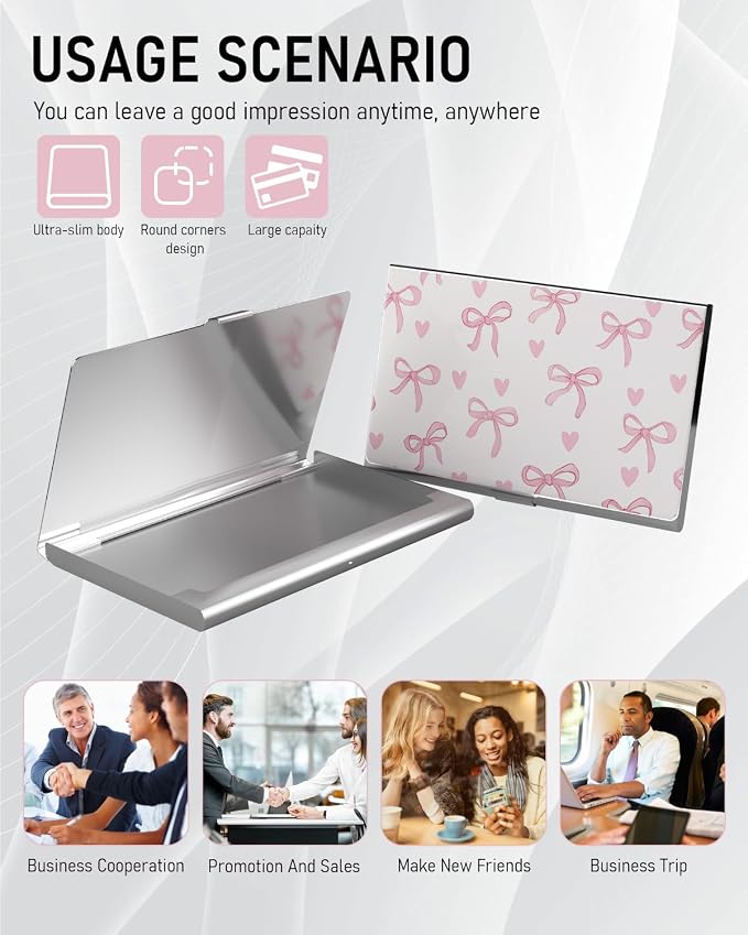 Business Card Metal Slim Organizer, Professional Stainless Steel Square Pocket - Image 6